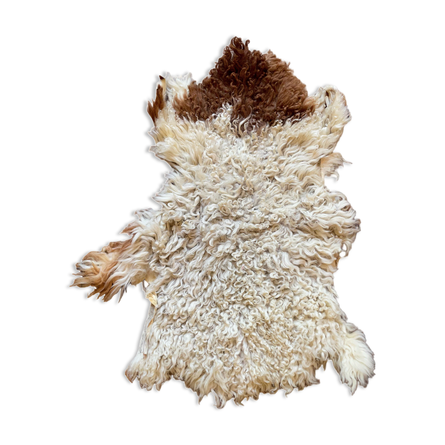 Small sheepskin, raw, brown and beige, authentic