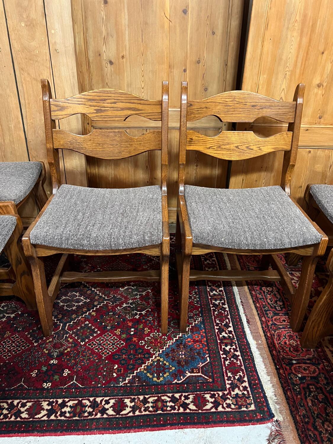 6 Vintage Brutalist Dining Chairs, 1970