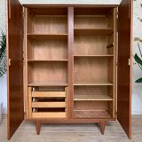 Vintage oak and rattan cabinet