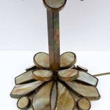 Rare Brutalist Italian Glass Paste and Wrought Iron Table Lamp by Longobard