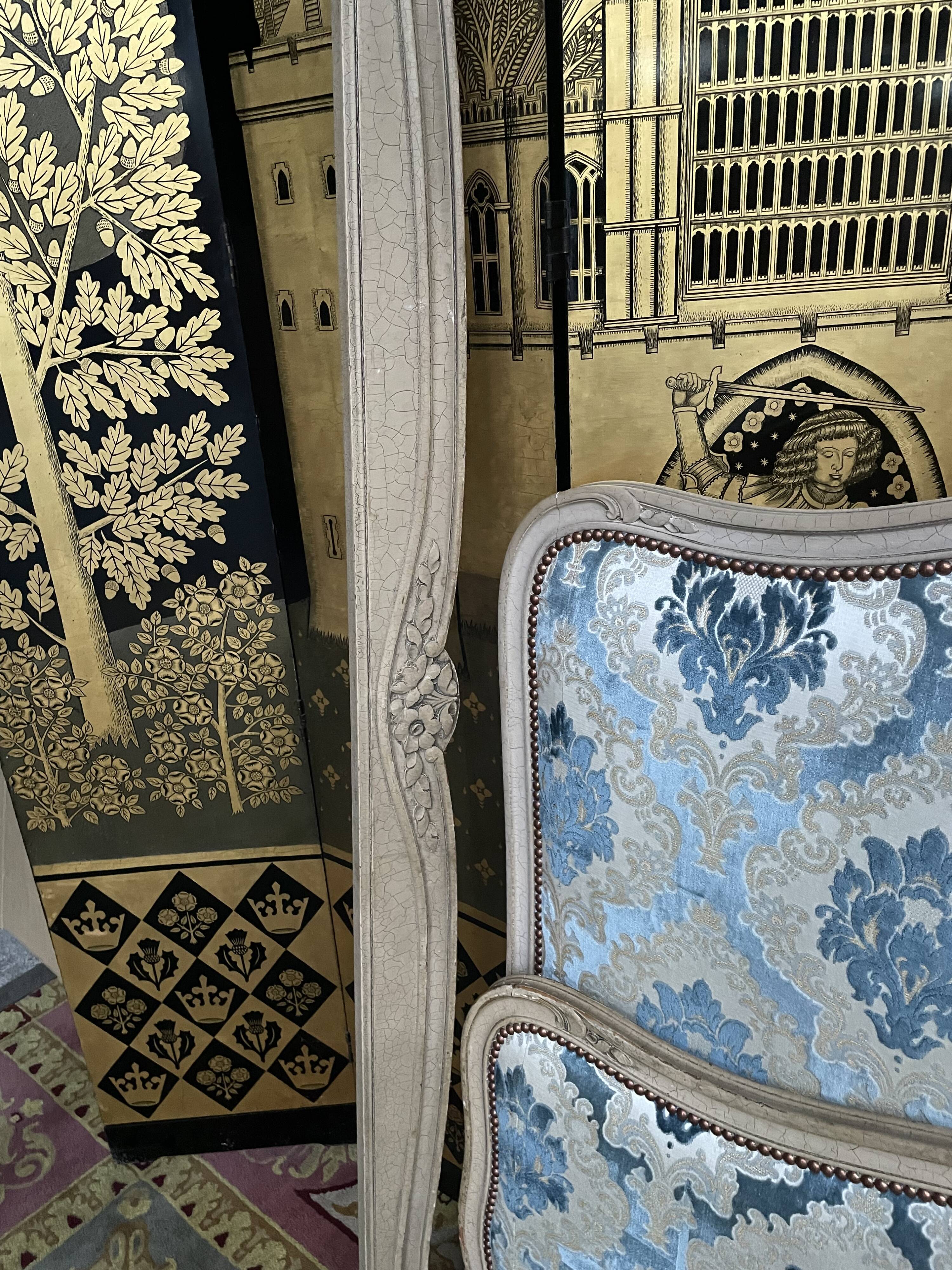 Louis XV upholstered style bed wood