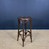Set of 4 dark wood bar stools