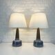 Pair of large blue table lamps Søholm Einar Johansen Denmark 1960s