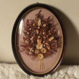 Domed glass frame vintage dried flowers