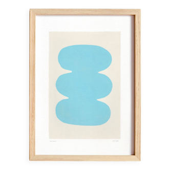 Framed abstract painting 30x40 light blue signed Eawy