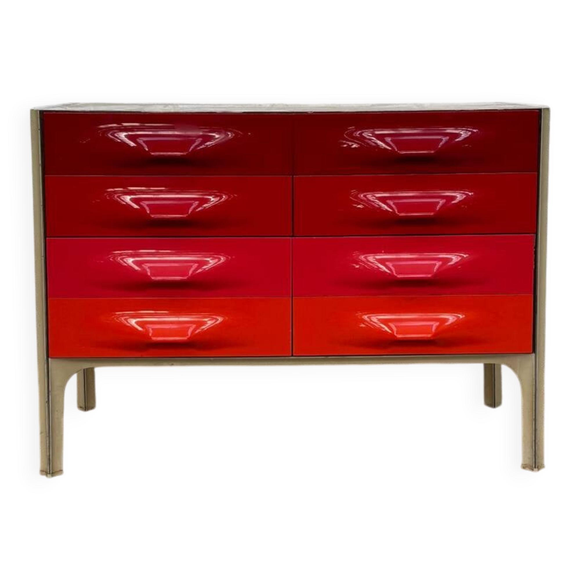 Raymond Loewy red orange chest of drawers