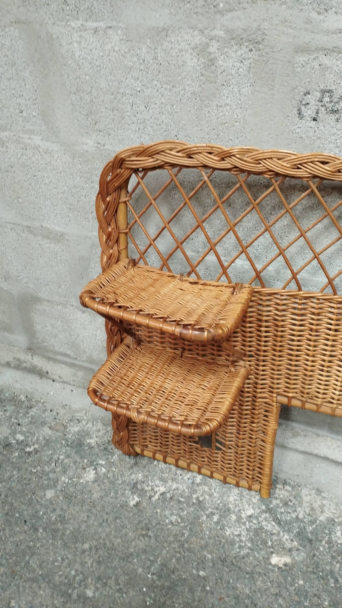 Vintage 50s rattan headboard