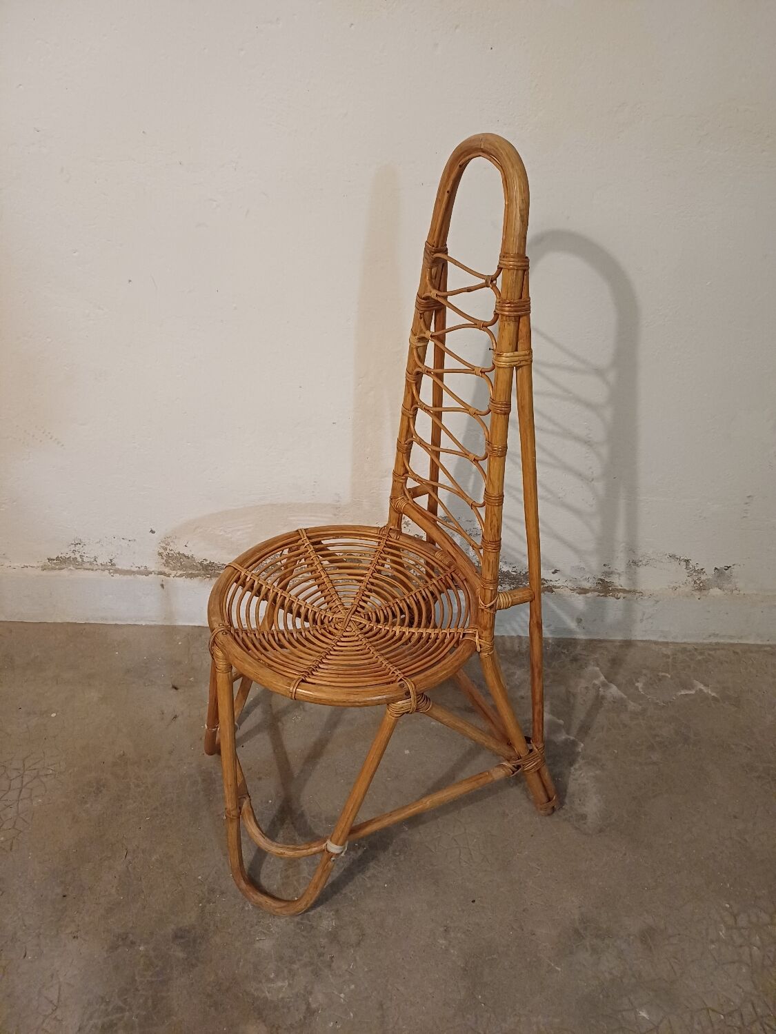 Rattan high chair, bamboo