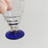 Série 16 verres anciens pied bleu cobalt Art Déco