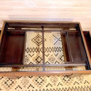 Rosewood coffee table, with black glass top, Brazil 1970