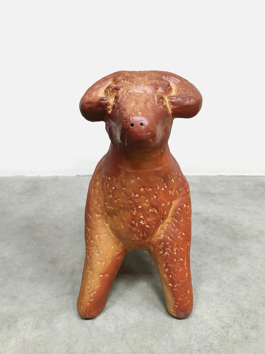 Vintage large decorative ceramic ram sculpture