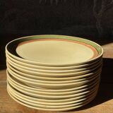 14 assiettes plates en grès, 1970