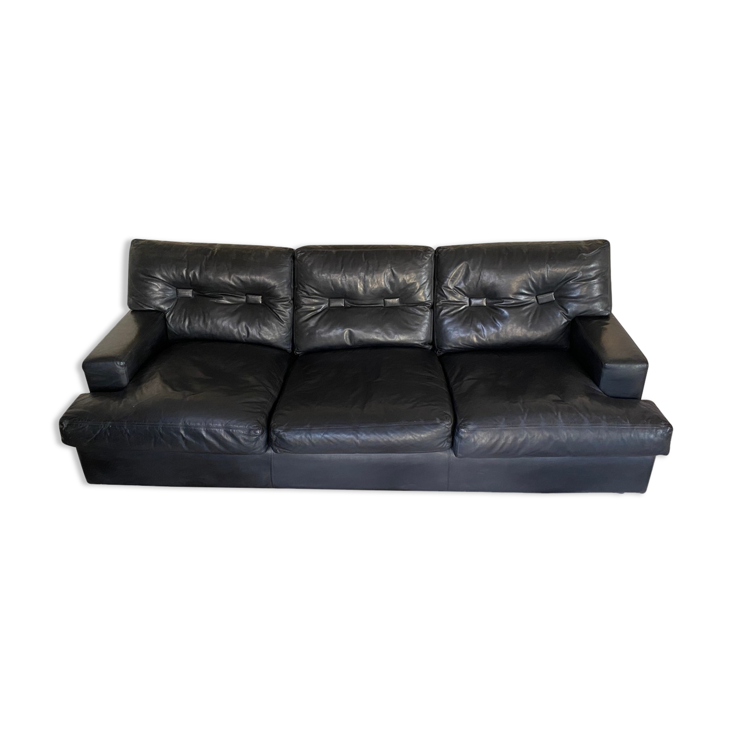 Sofa 3 places Genuine black leather brand ERTON