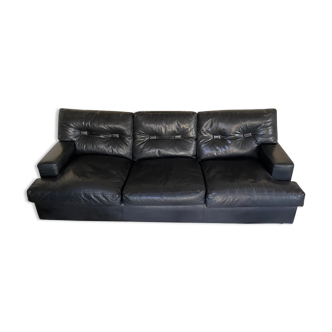 Sofa 3 places Genuine black leather brand ERTON