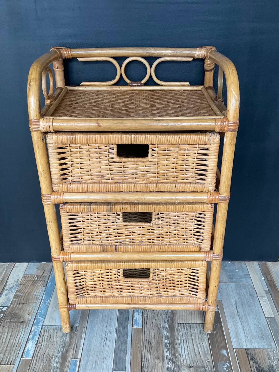 Vintage rattan chiffonier