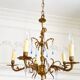 Élégant lustre vintage en bronze avec pampilles Murano bleu saphir – 5