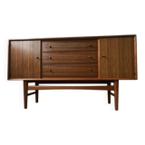 Mid-Century teak enfilade in brown by Russell of Broadway, 1950s, sleek design.