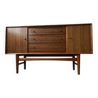 Mid-Century teak enfilade in brown by Russell of Broadway, 1950s, sleek design.