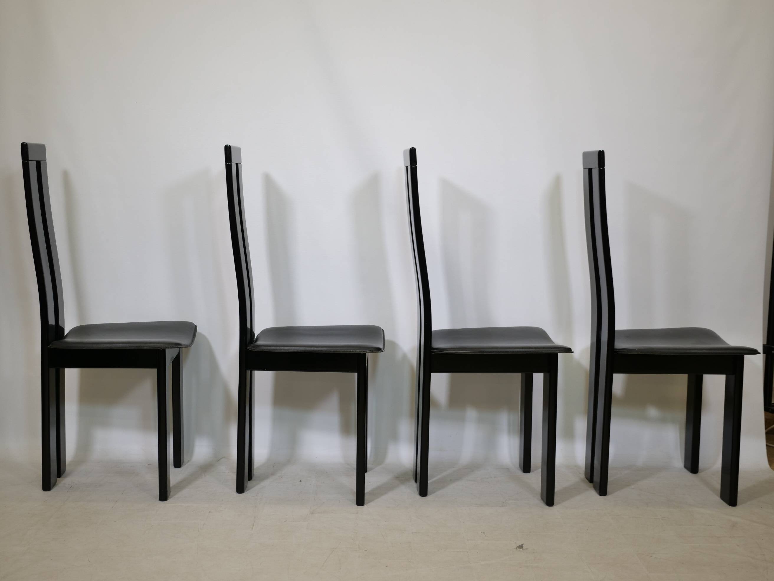 Postmodern Black Dining Chairs by Pietro Costantini, Set of 4, 1970s