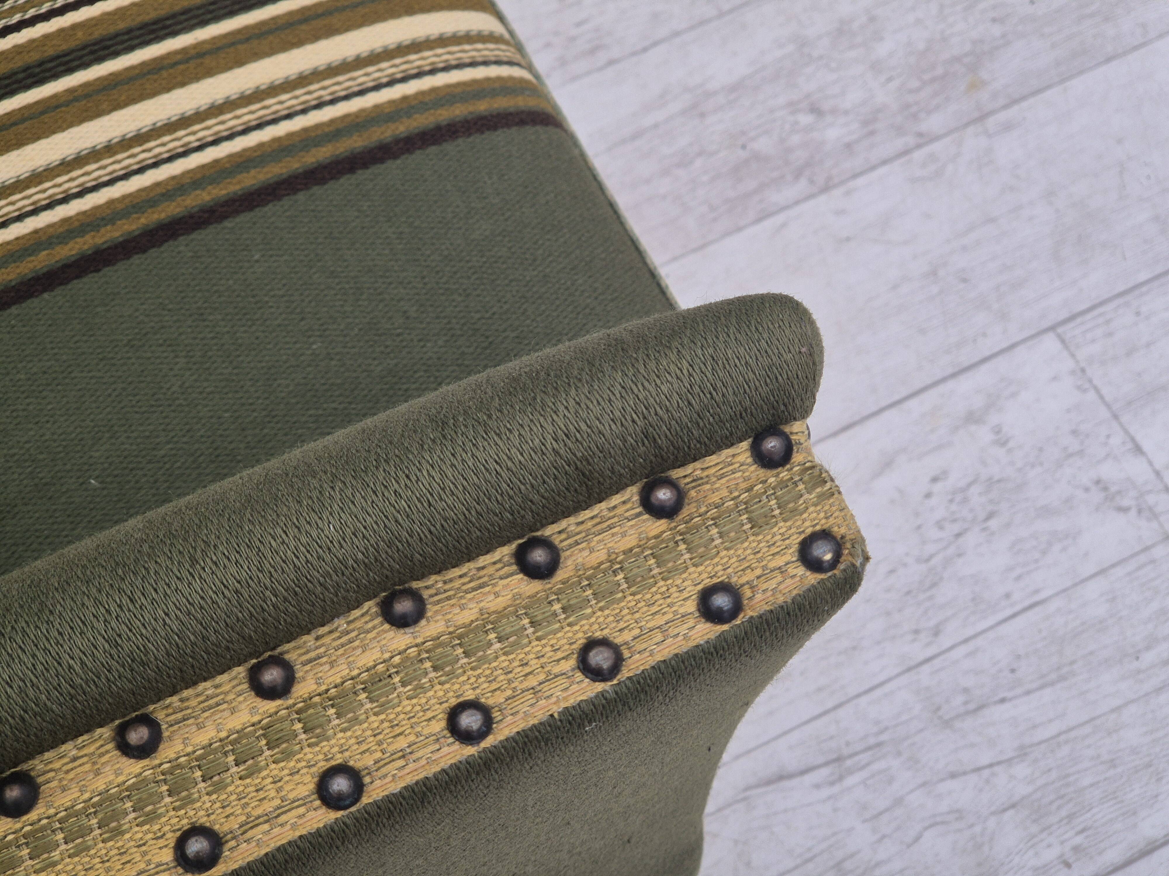 Canapé danois 2 places en velours et laine, années 1970