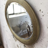 Miroir ovale Napoléon à canneaux XIXème
