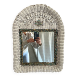 Vintage woven rattan mirror