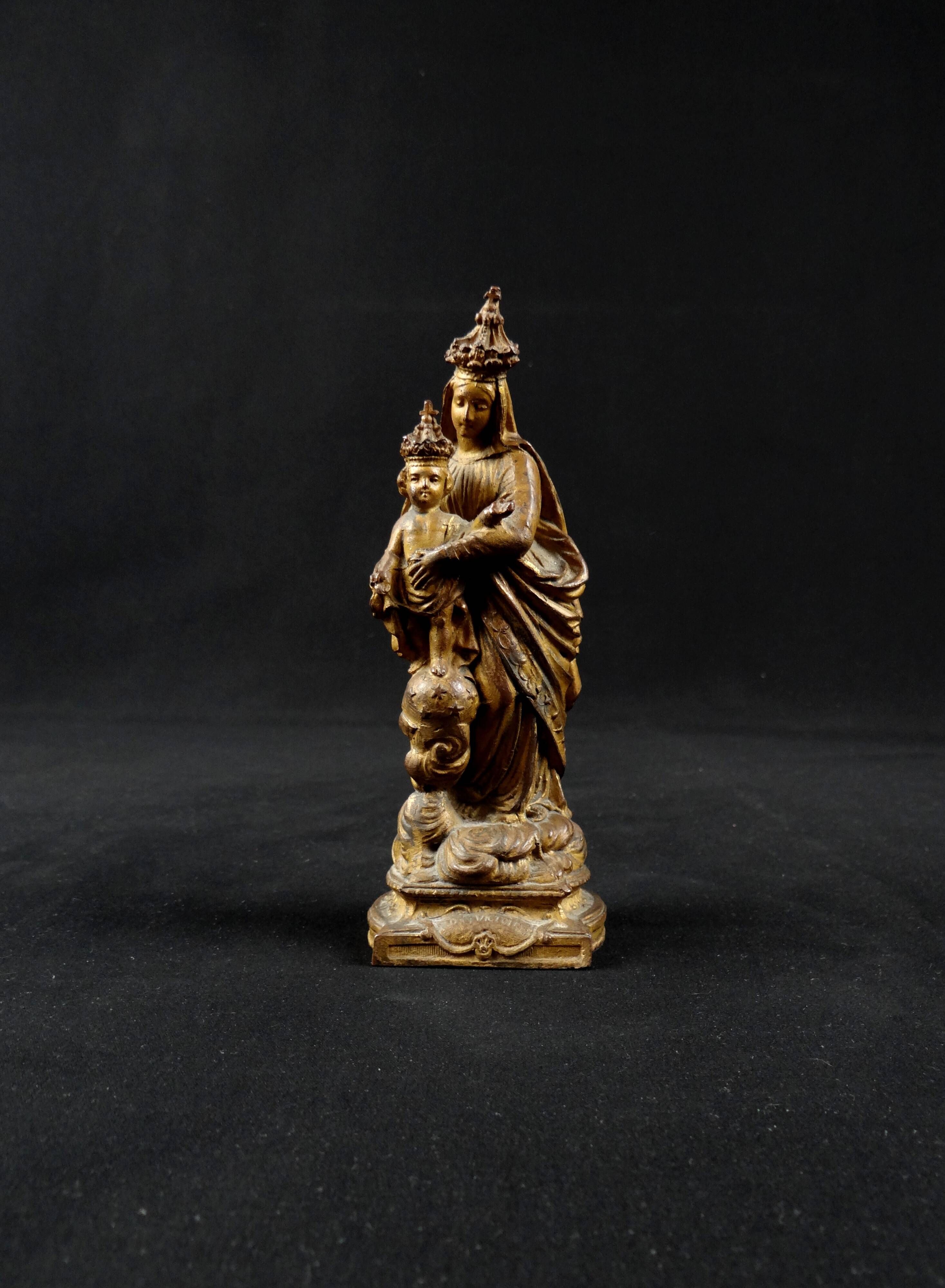 Statuette of the Virgin and Child Our Lady of Victories in 19th century spelter