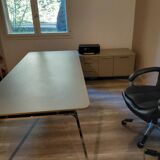 Seventies management desk in Stone Grey finish with chrome structure +