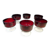 6 Vintage Luminarc Cups Ruby Color