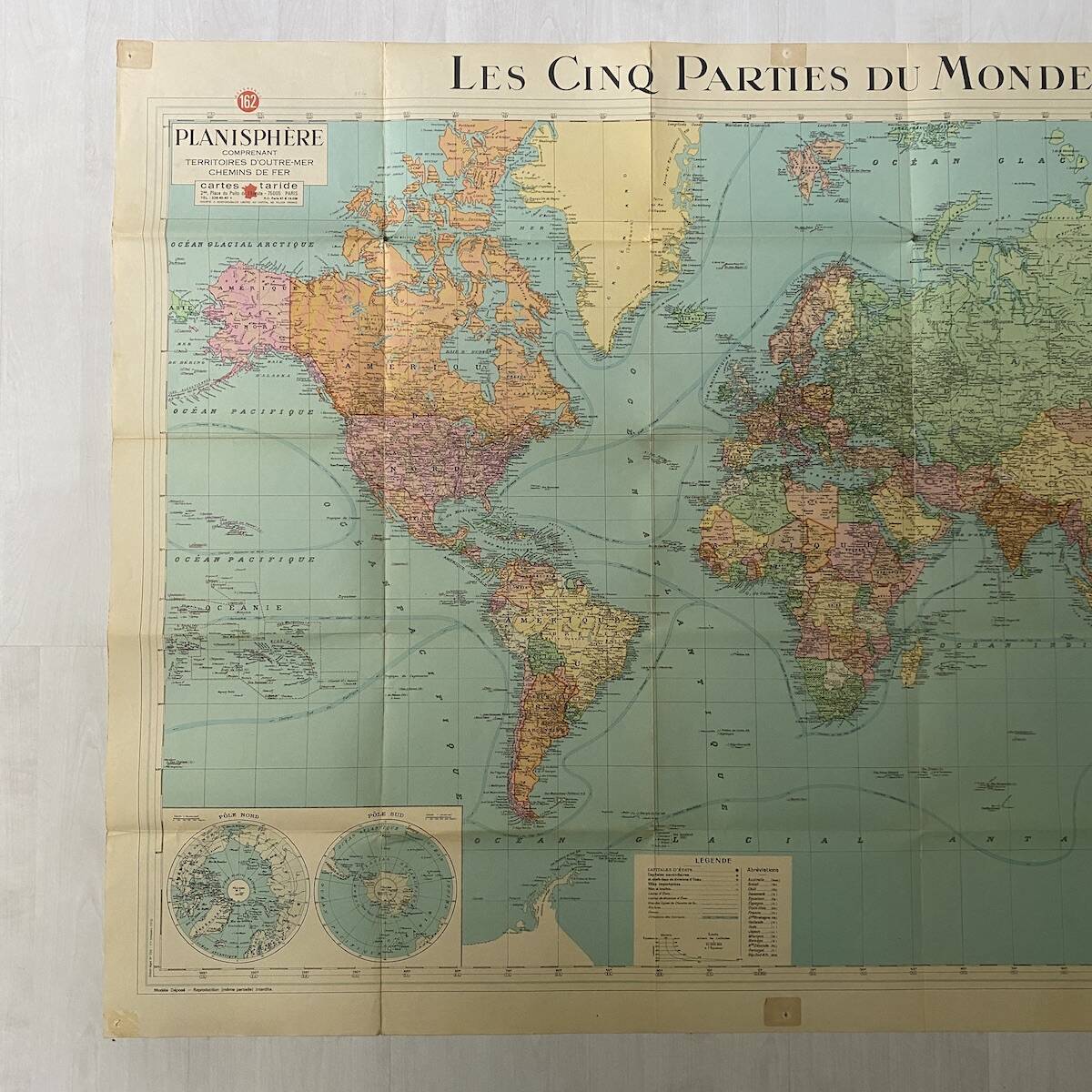 Planisphère mappemonde Taride vintage 1976