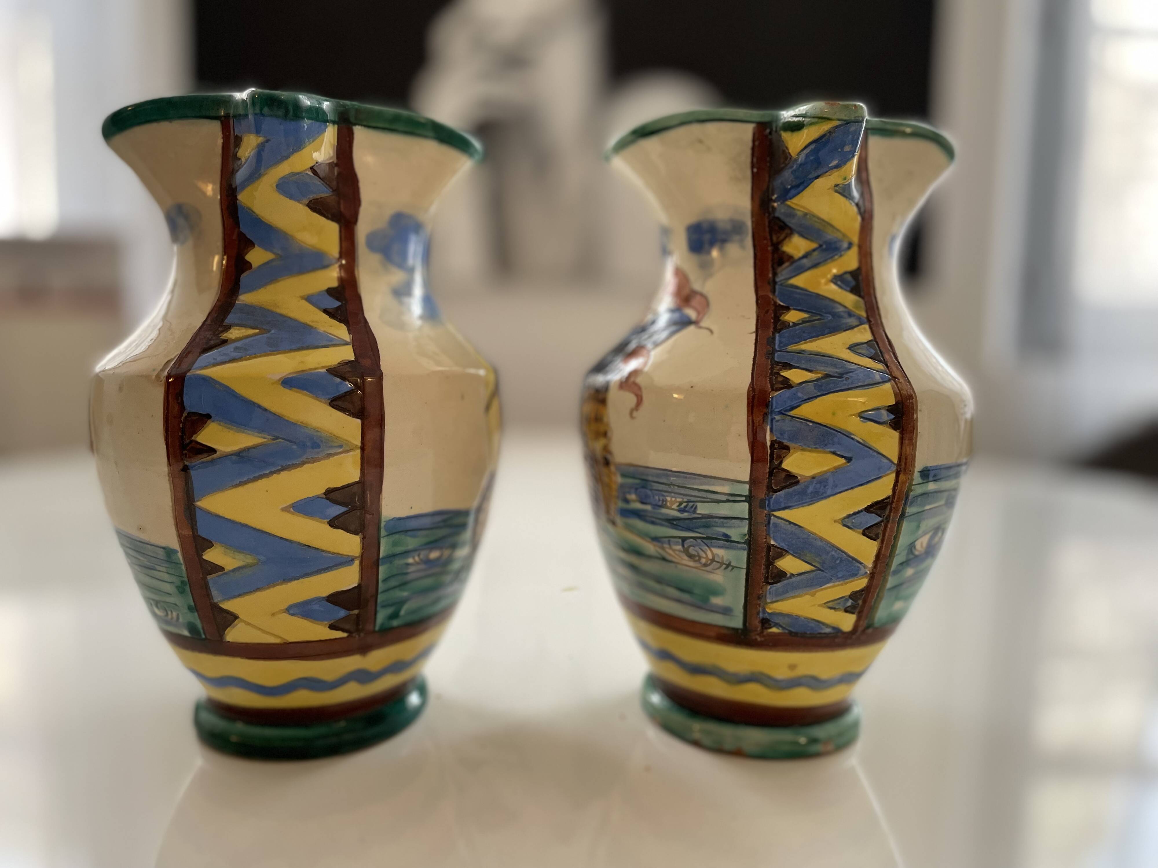 Pair of majolica jugs – perugia italy – 1960s