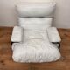 Armchair and ottoman Marsala in white leather by Michel Ducaroy for Ligne Roset