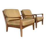 Ensemble de fauteuils en cuir des années 1960 par Knoll