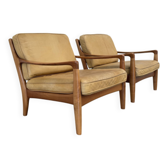 Ensemble de fauteuils en cuir des années 1960 par Knoll