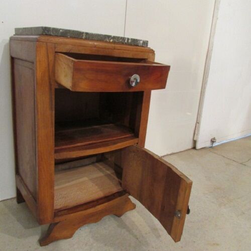 Art-deco, walnut and oak bedside table