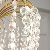 Vintage Italian Crystal and Gilt Metal Chandelier, 1980s