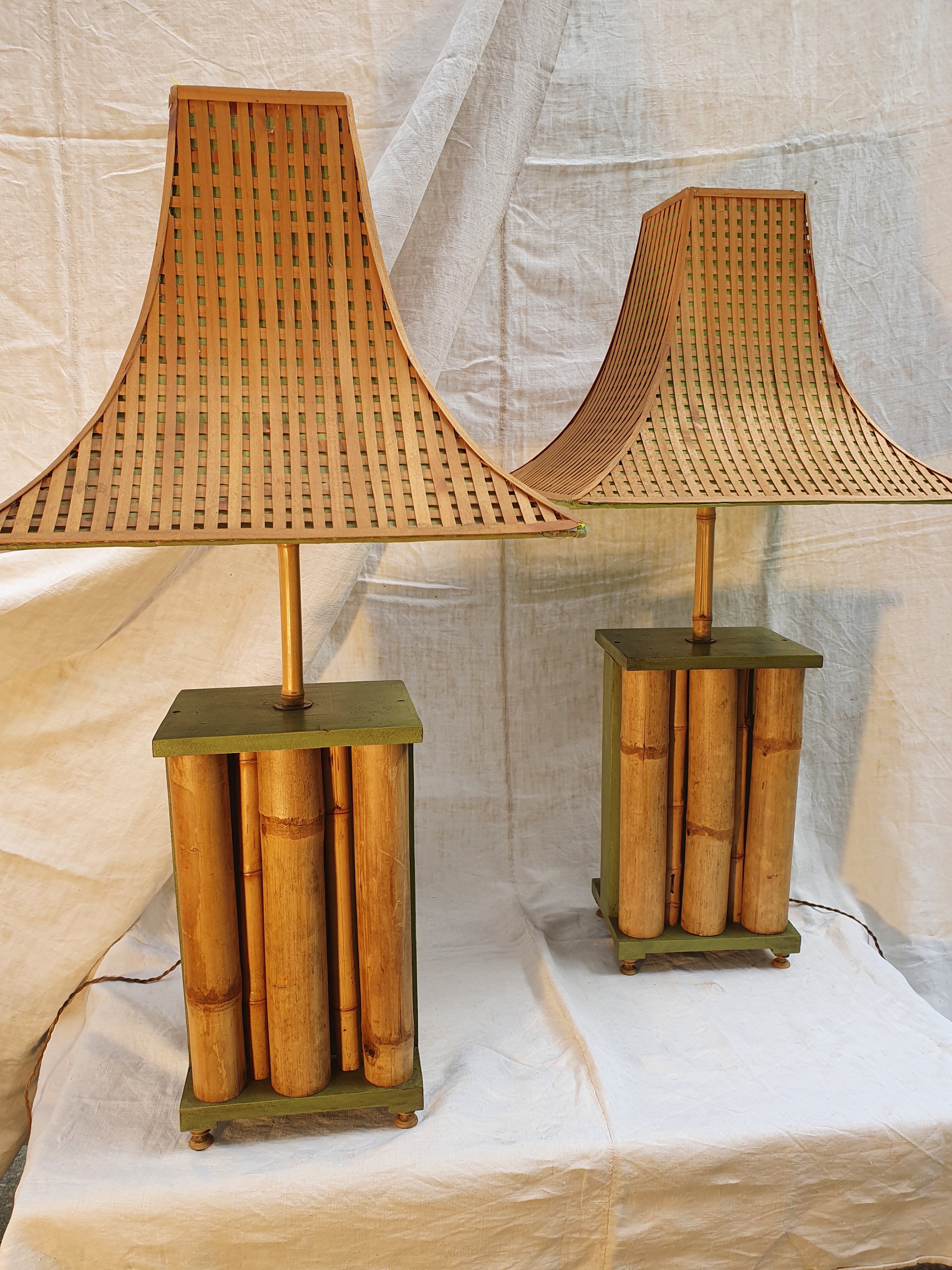Pair of large oriental-inspired lamps