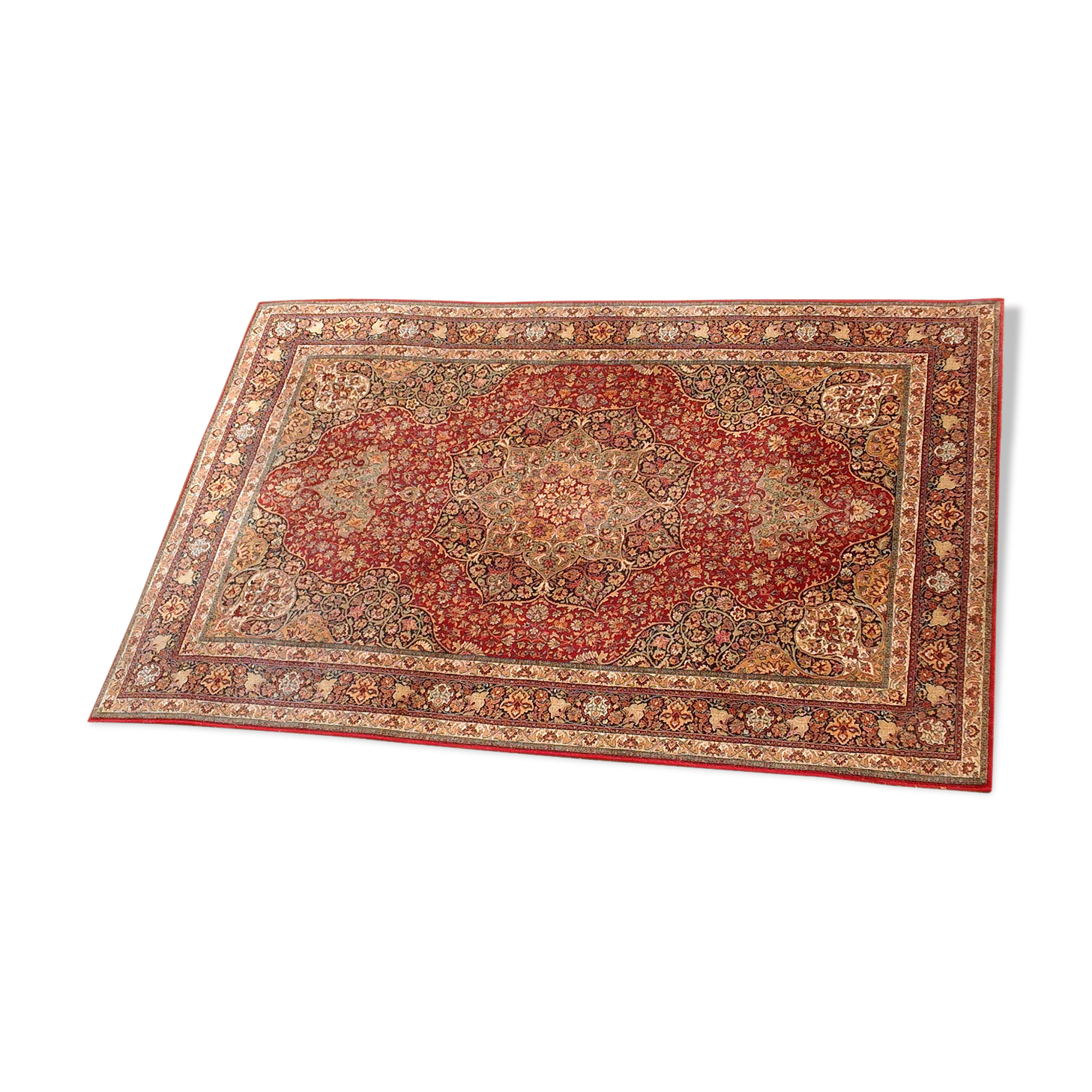 Tapis ancien en laine à dominante rouge - 200 x 305 cm