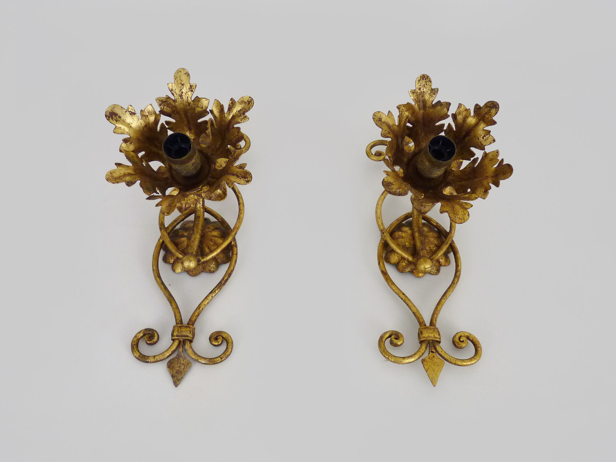 Pair of gilded metal sconces from Banci Firenze, Italy, 1960s