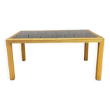 Italian rattan and glass table from the 1970s