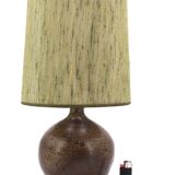 Stoneware lamp by Michel Dumont, green lampshade, 1970s