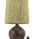 Stoneware lamp by Michel Dumont, green lampshade, 1970s