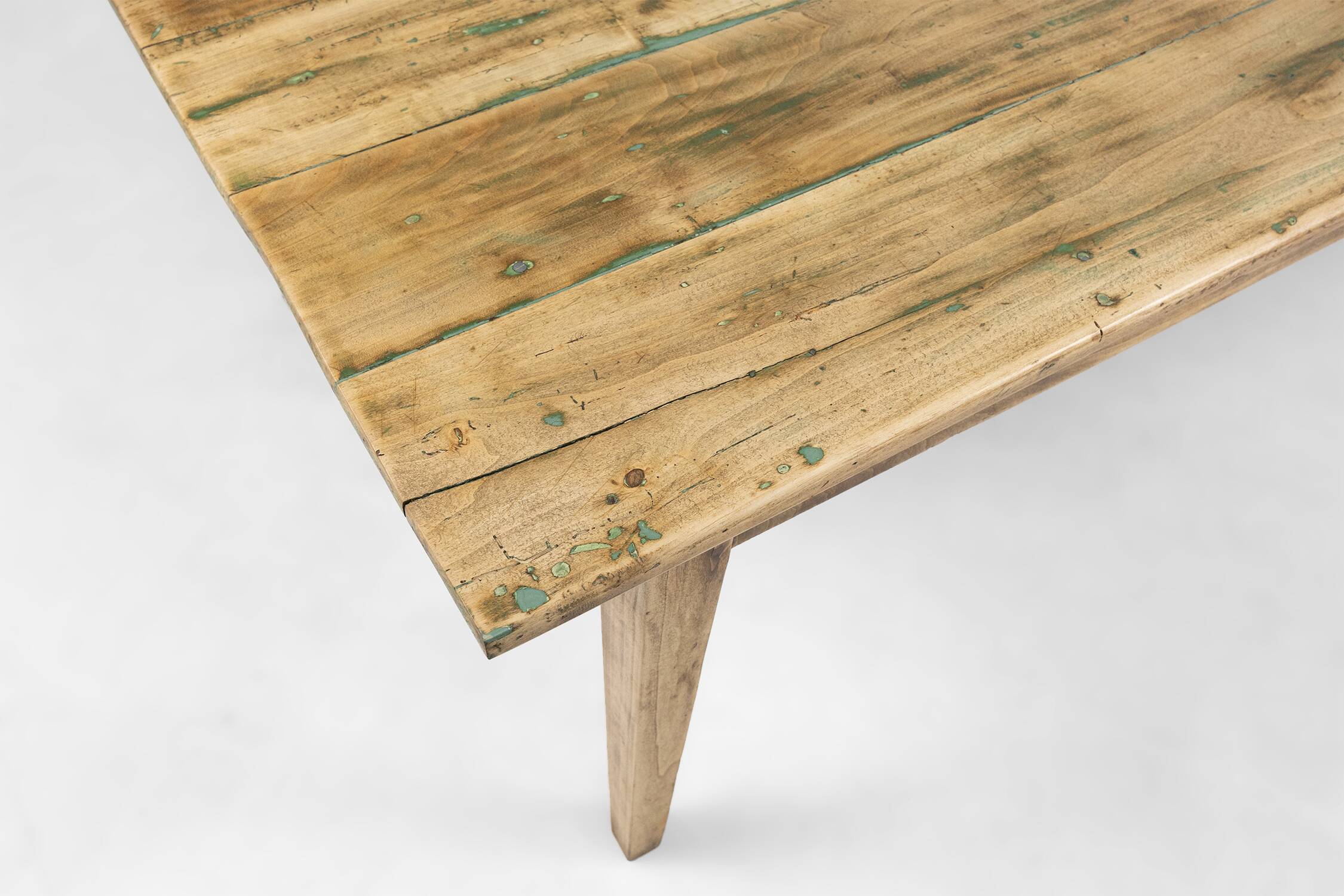 Grande table de ferme rustique en bois d'orme, France vers 1800