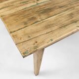 Grande table de ferme rustique en bois d'orme, France vers 1800