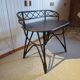 Vintage children's desk console bamboo rattan curved wood Thonet style 80s dark mahogany