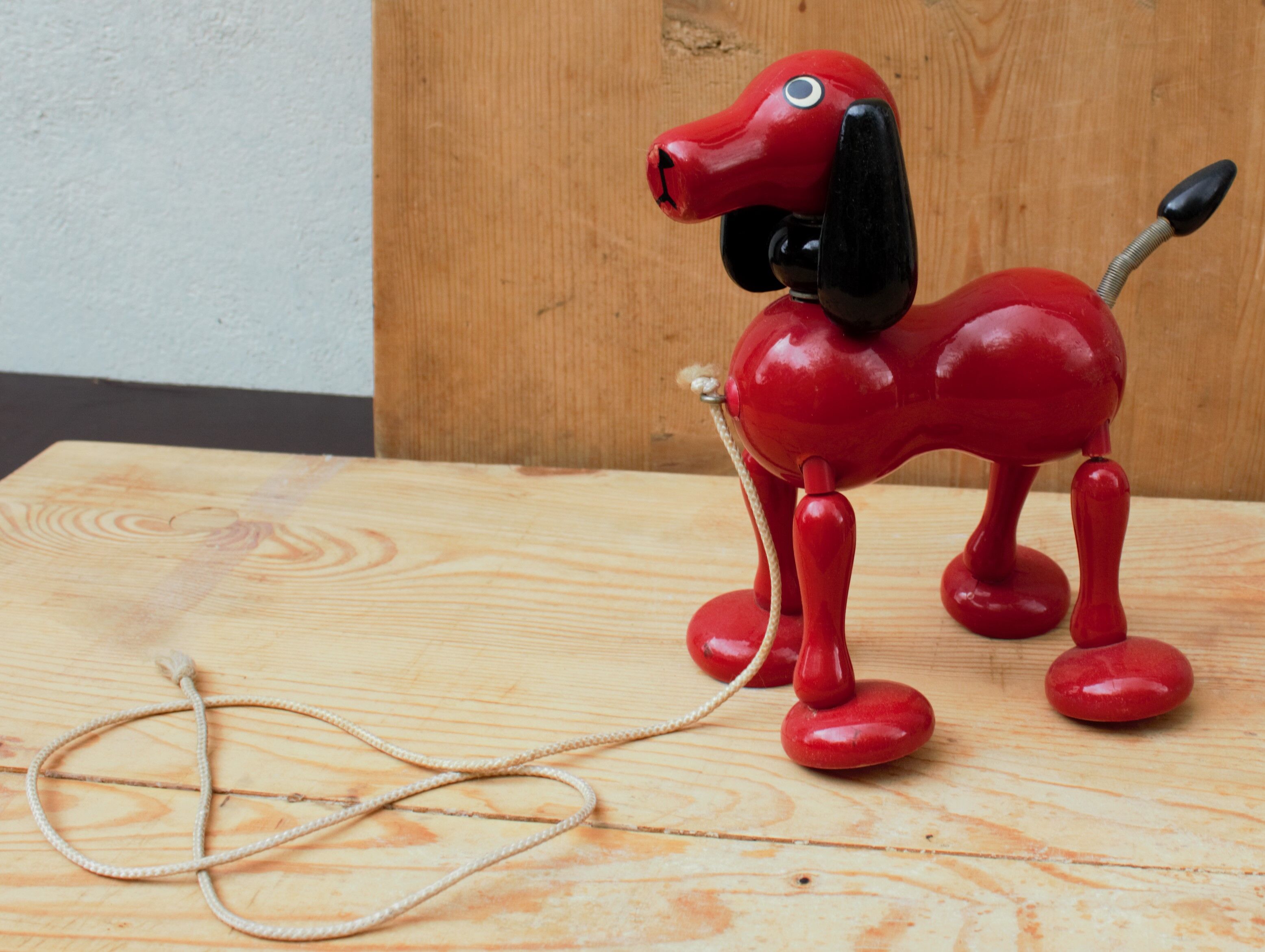 Old dog toy red wood retro