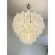 Large Venetian White Alabastro Tronchi Murano Glass Chandelier by Simoeng