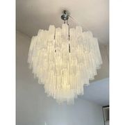 Large Venetian White Alabastro Tronchi Murano Glass Chandelier by Simoeng