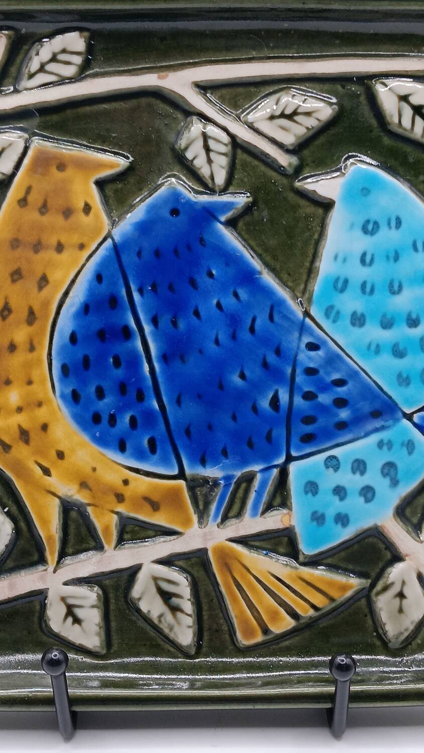 Enamelled plaque the 3 birds by Lisa Larson - Gustavsberg