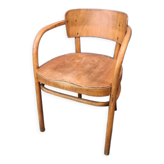 Curved wood armchair around 1950 vintage